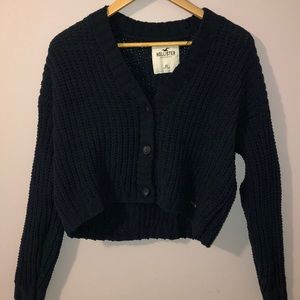 NAVY BLUE CROPPED CARDIGAN